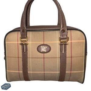 Burberry Boston Autre Marque Nova Check Canvas Beige Bowling Handbag/Purse